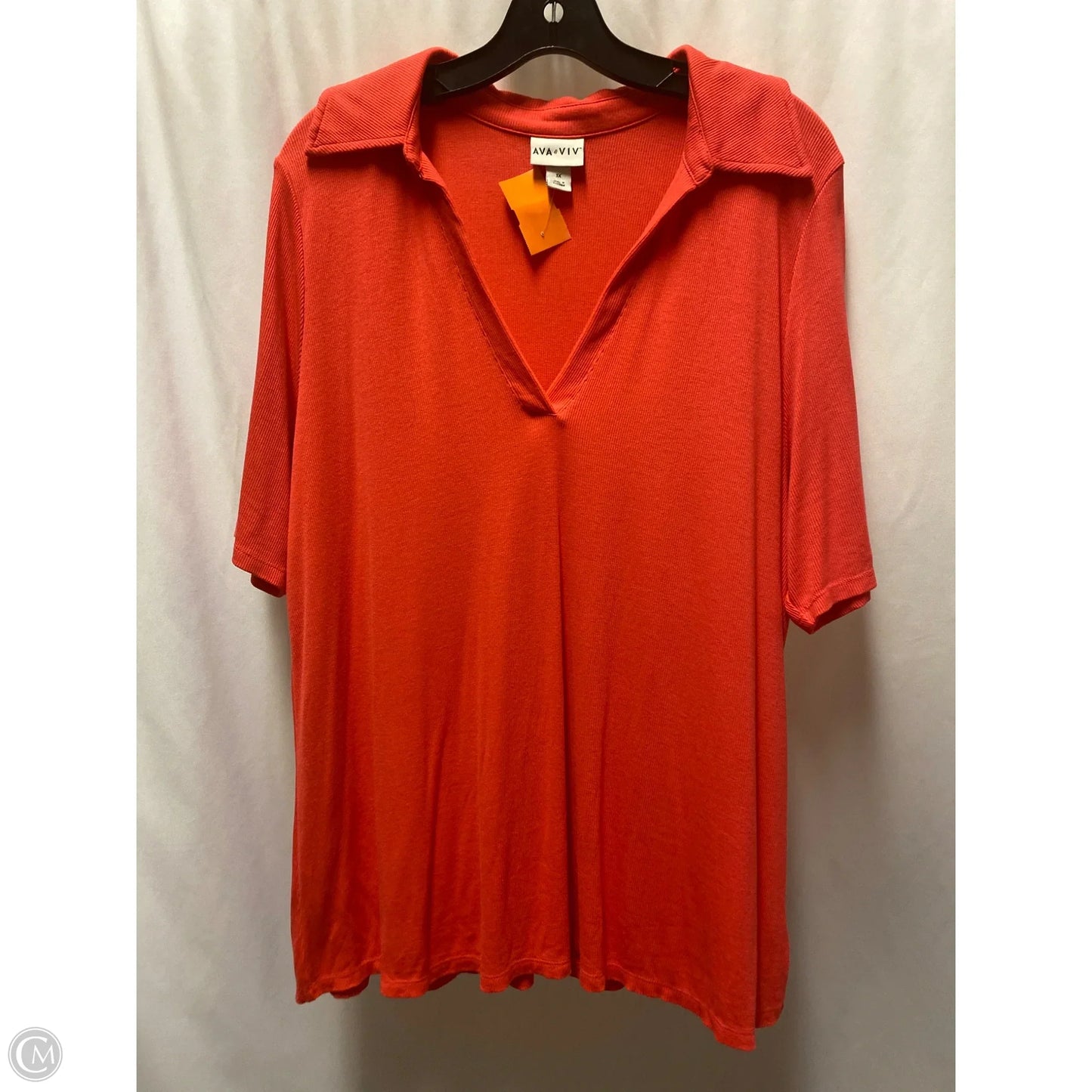 Top Short Sleeve By Ava & Viv In Coral, Size: 1x