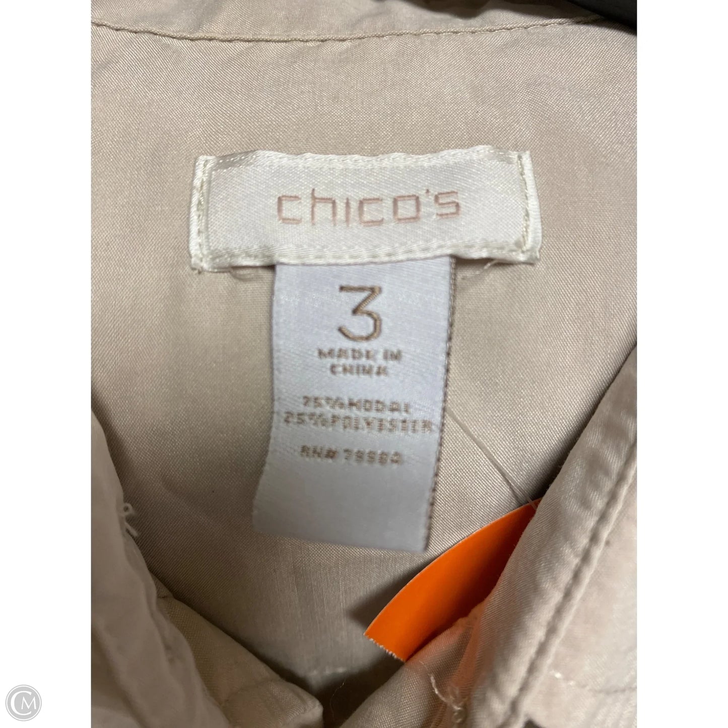 Top Long Sleeve By Chicos In Beige, Size: Xl