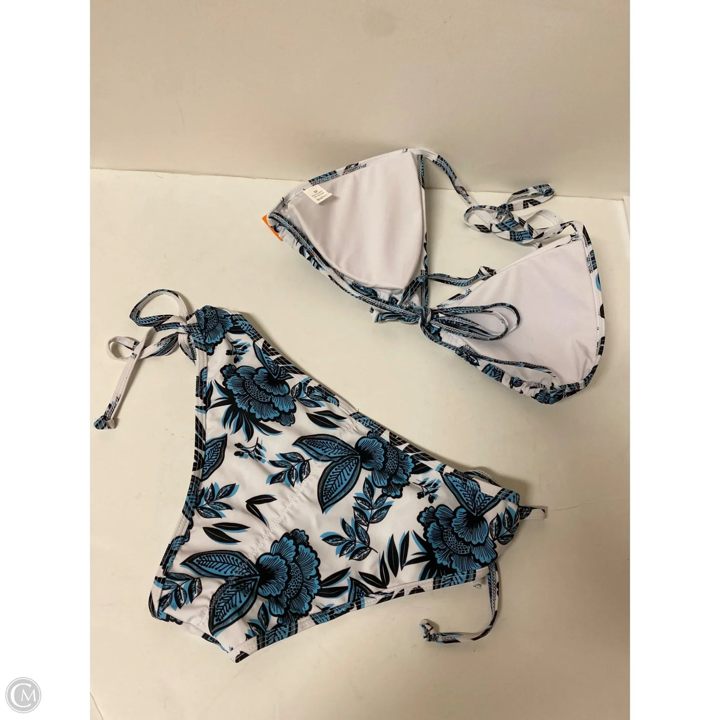 Swimsuit 2pc By Clothes Mentor In Blue & White, Size: M