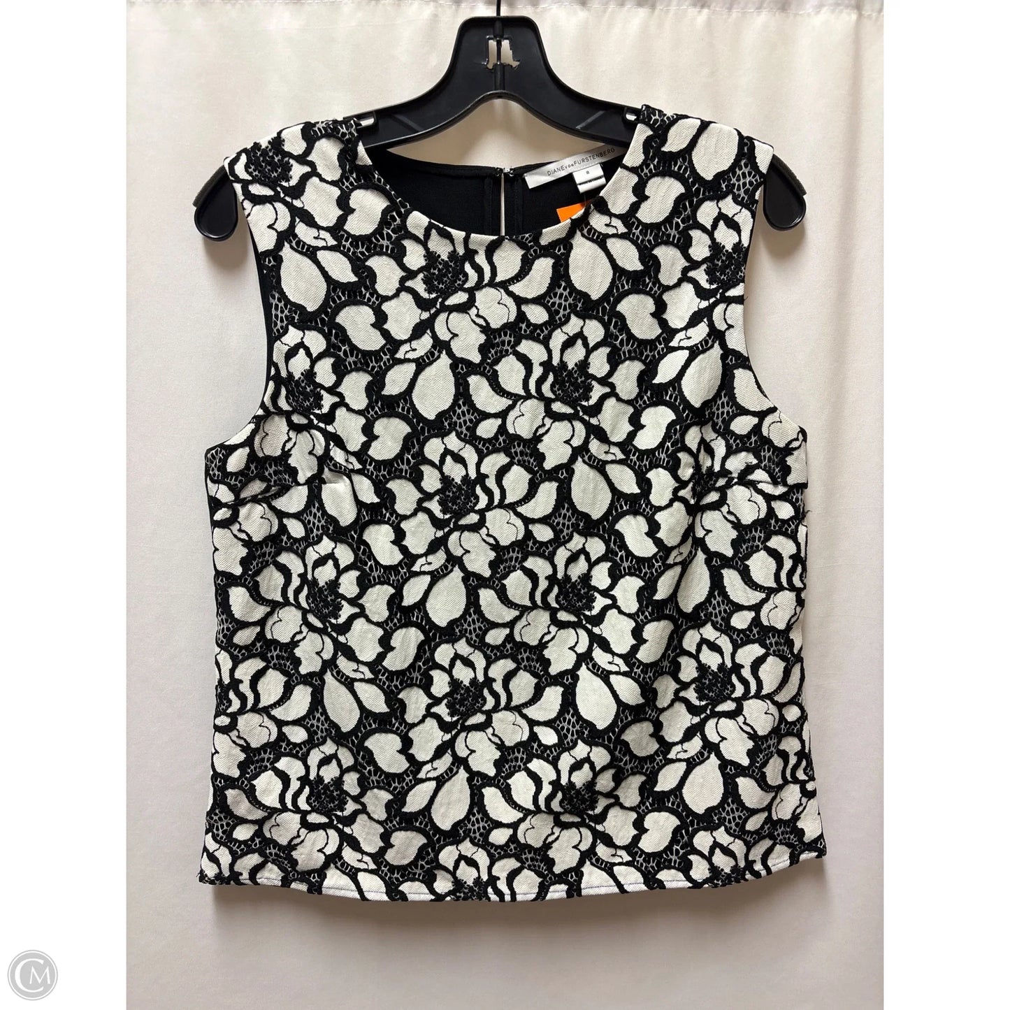 Top Sleeveless Designer By Diane Von Furstenberg In Black & White, Size: M
