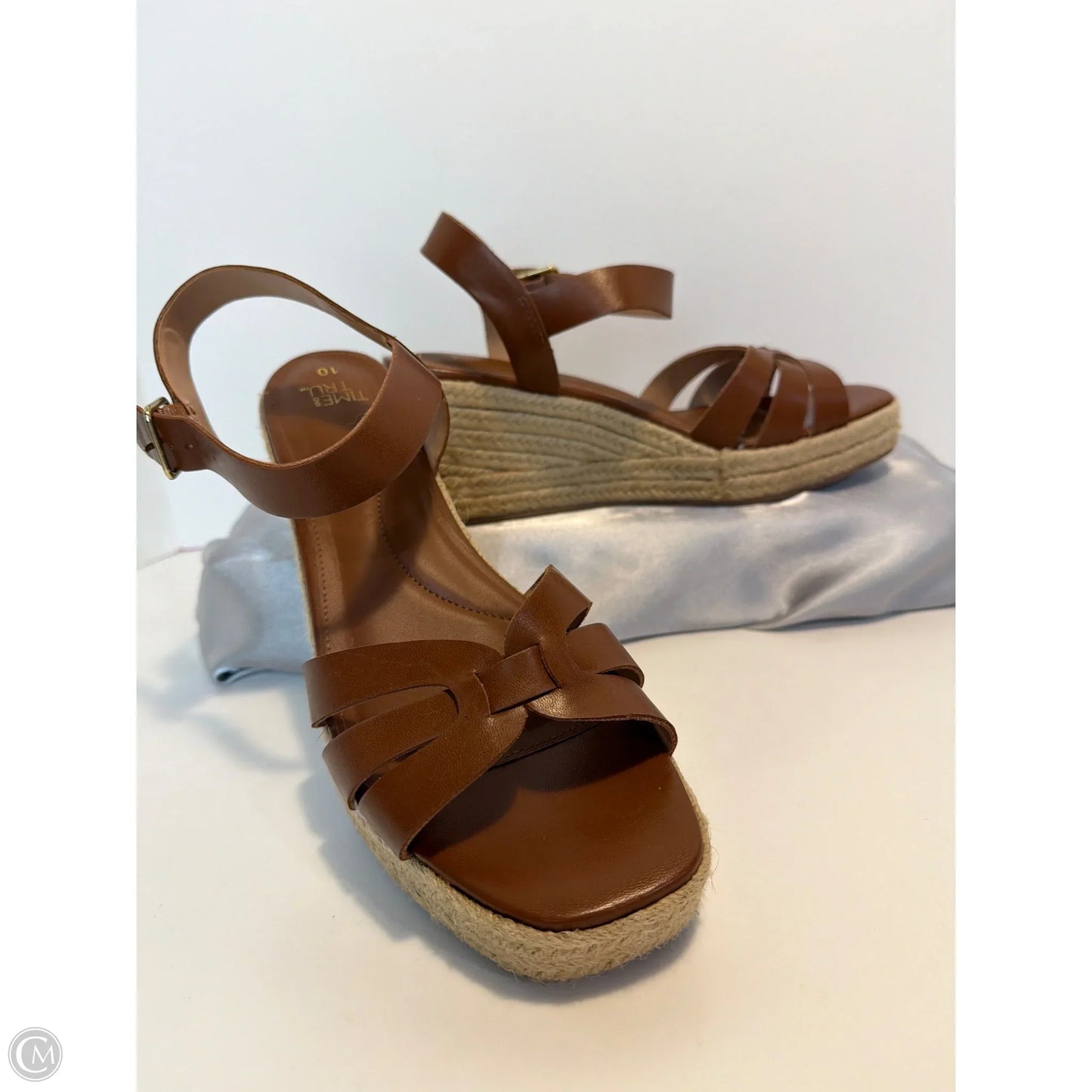 Sandals Heels Block By Time And Tru In Brown, Size: 10
