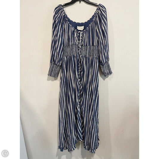 Dress Casual Maxi By Anthropologie In Blue & White, Size: L