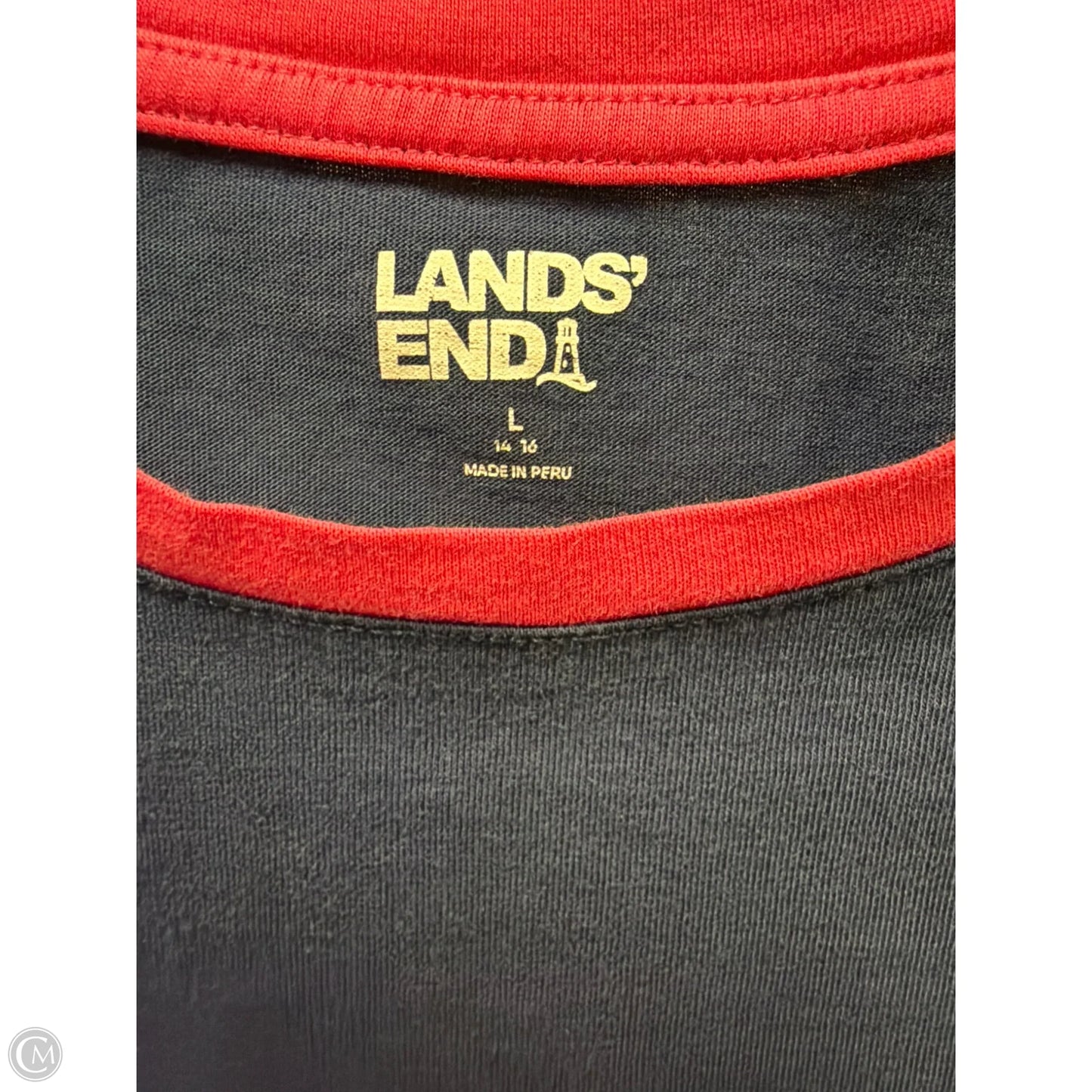 Top Short Sleeve By Lands End In Navy, Size: L