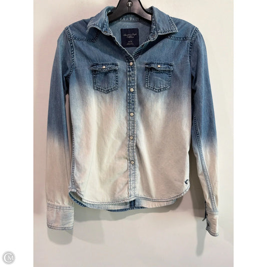 Top Long Sleeve By American Eagle In Blue Denim, Size: Xs