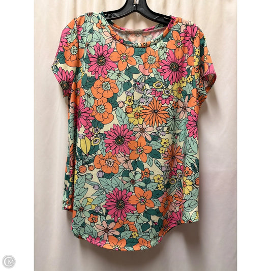 Top Short Sleeve By Bombom In Pink & Yellow, Size: Xl