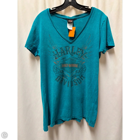 Top Short Sleeve By Harley Davidson In Teal, Size: Xl