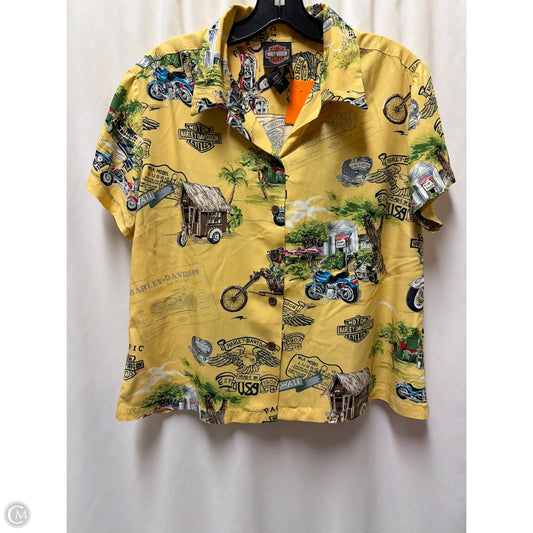 Top Short Sleeve By Harley Davidson In Yellow, Size: L