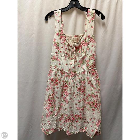Dress Casual Short By Jessica Simpson In Cream & Pink, Size: M