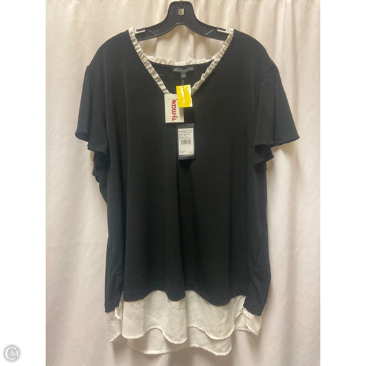 Top Short Sleeve By Adrianna Papell In Black & White, Size: 3x
