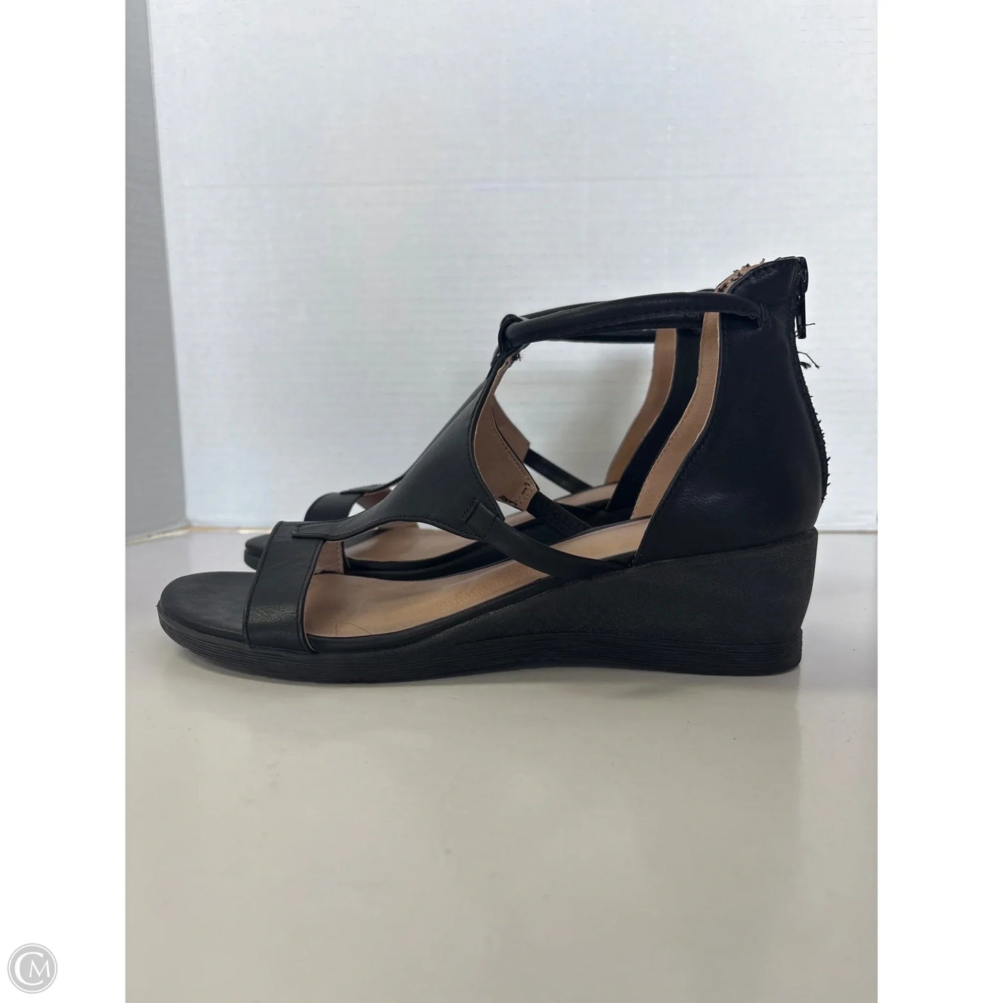 Sandals Heels Wedge By C And C In Black, Size: 7.5