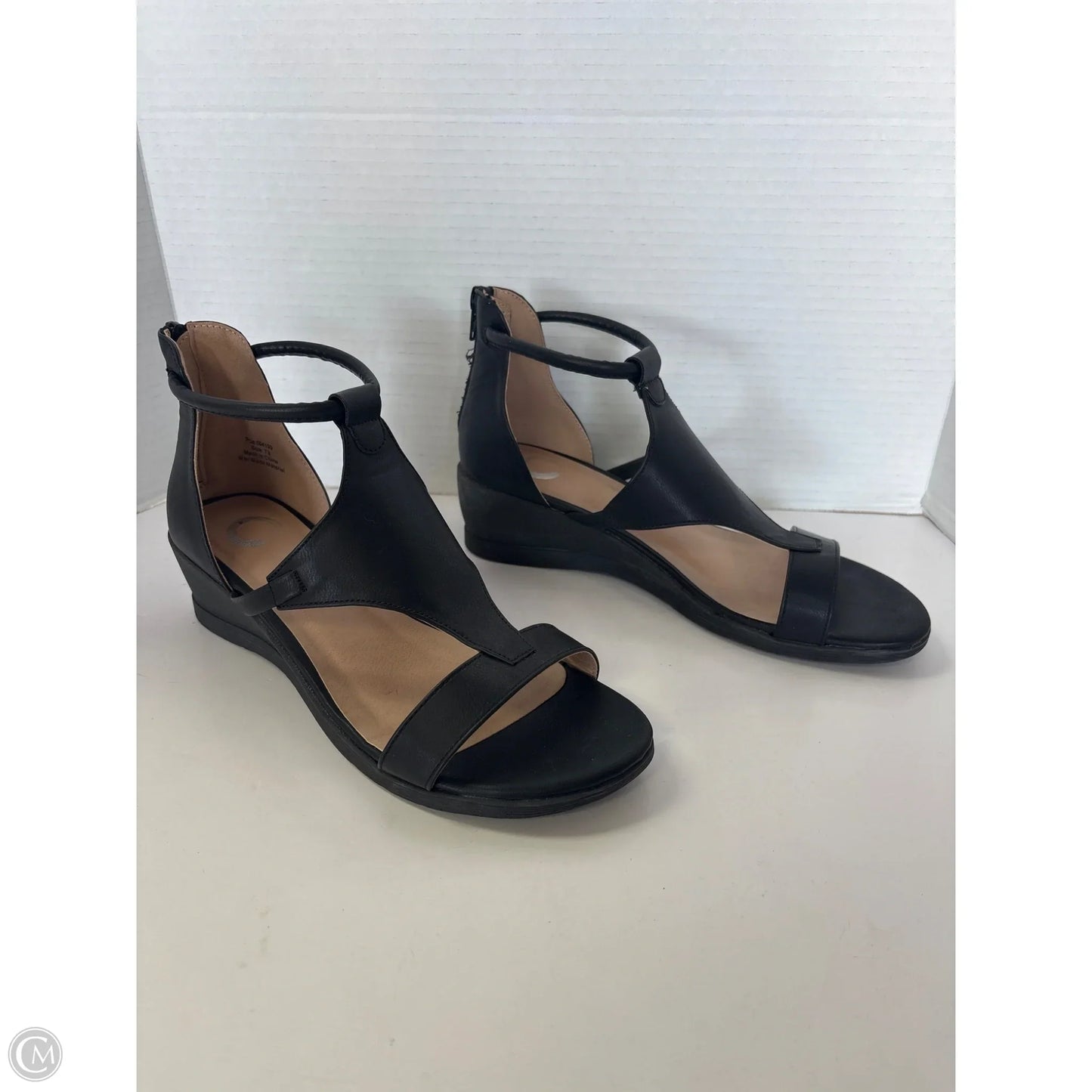 Sandals Heels Wedge By C And C In Black, Size: 7.5