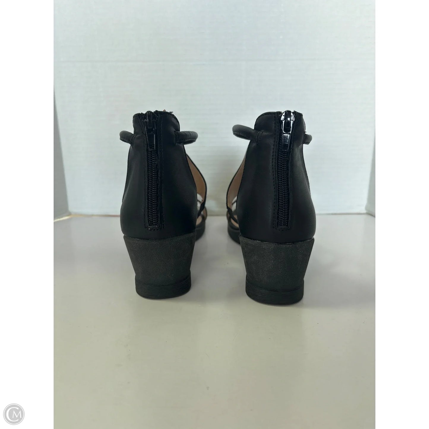 Sandals Heels Wedge By C And C In Black, Size: 7.5