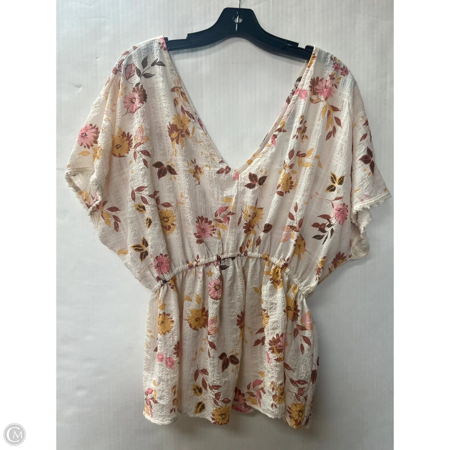 Top Short Sleeve By Daytrip In Tan, Size: L