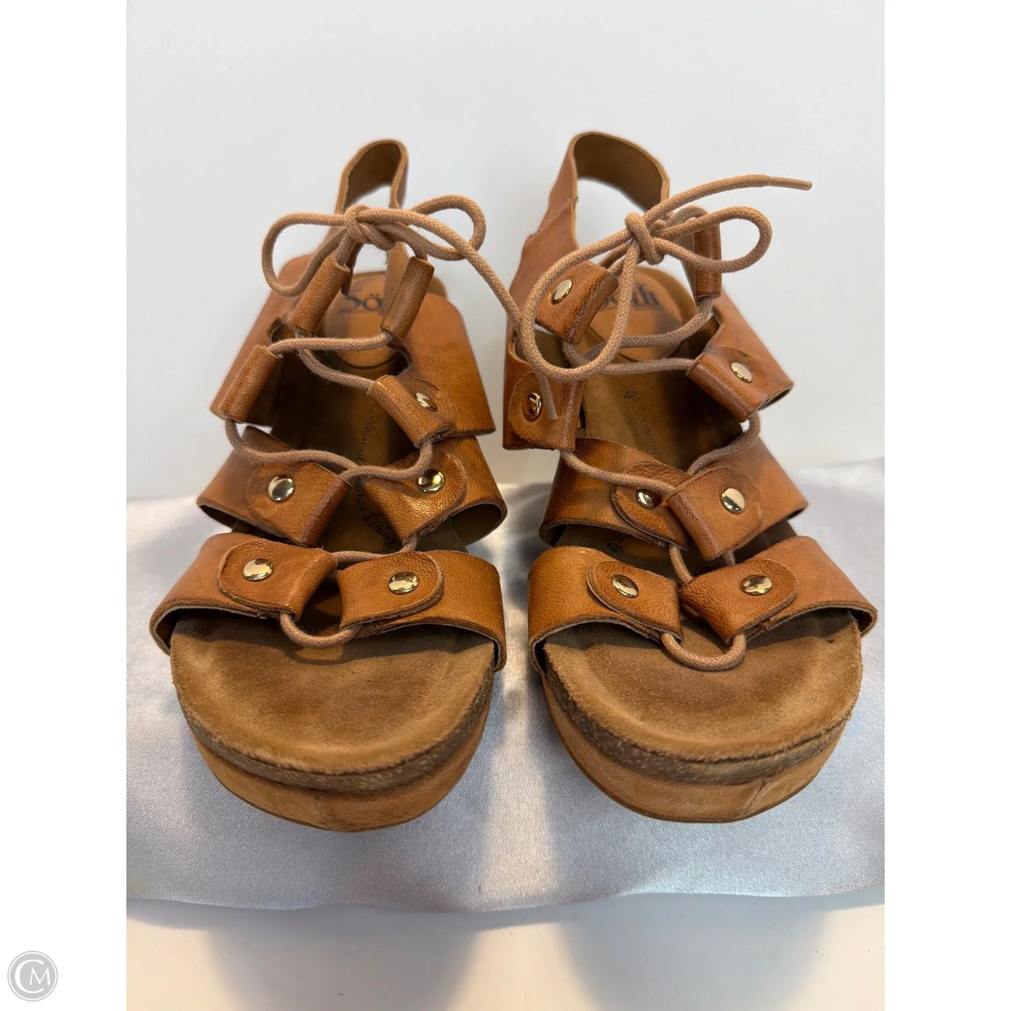Sandals Heels Wedge By Sofft In Brown, Size: 8.5