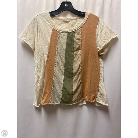 Top Short Sleeve By Hem & Thread In Tan, Size: L