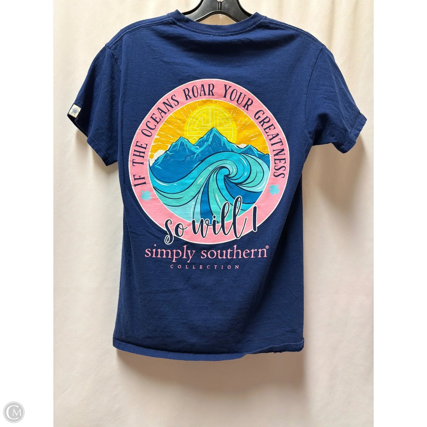 Top Short Sleeve By Simply Southern In Navy, Size: S