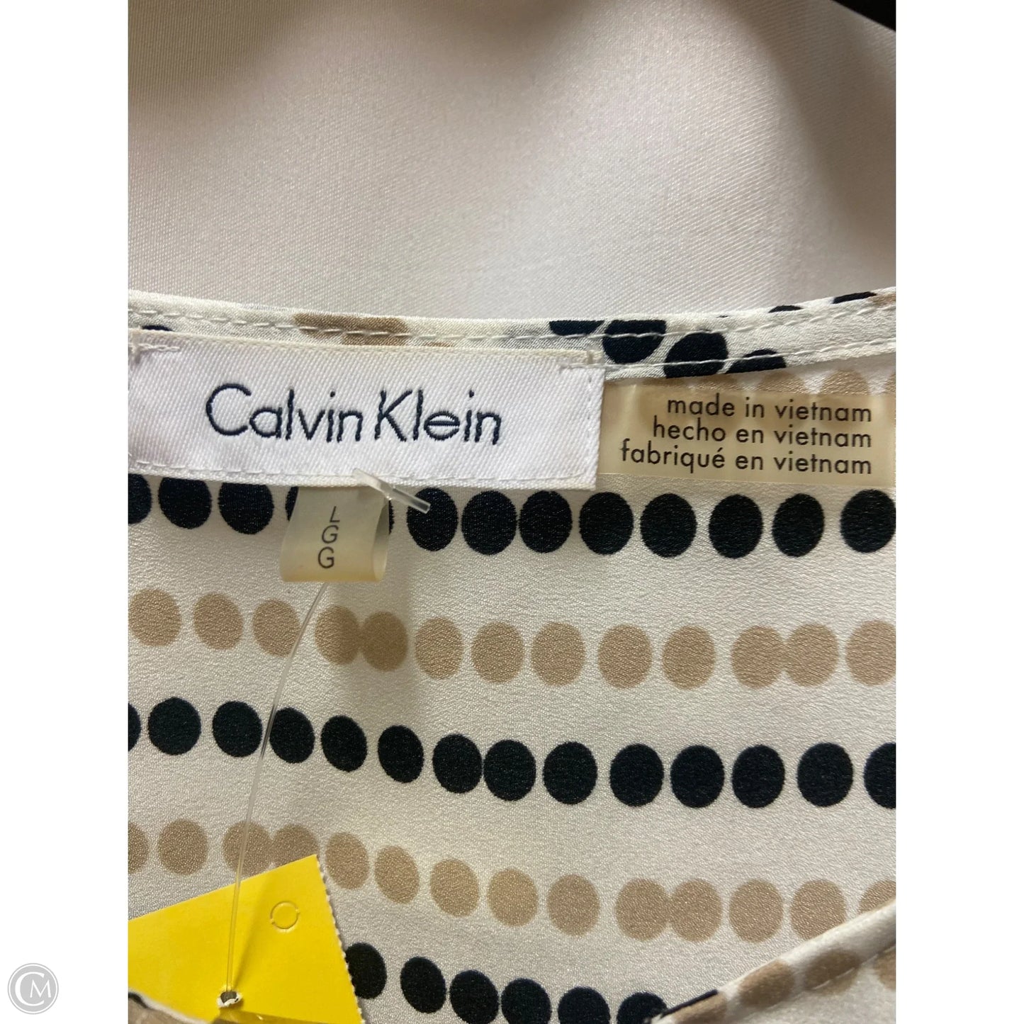 Top Short Sleeve By Calvin Klein In Tan, Size: L