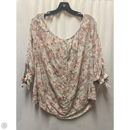 Top 3/4 Sleeve By Agb In Pink, Size: 1x