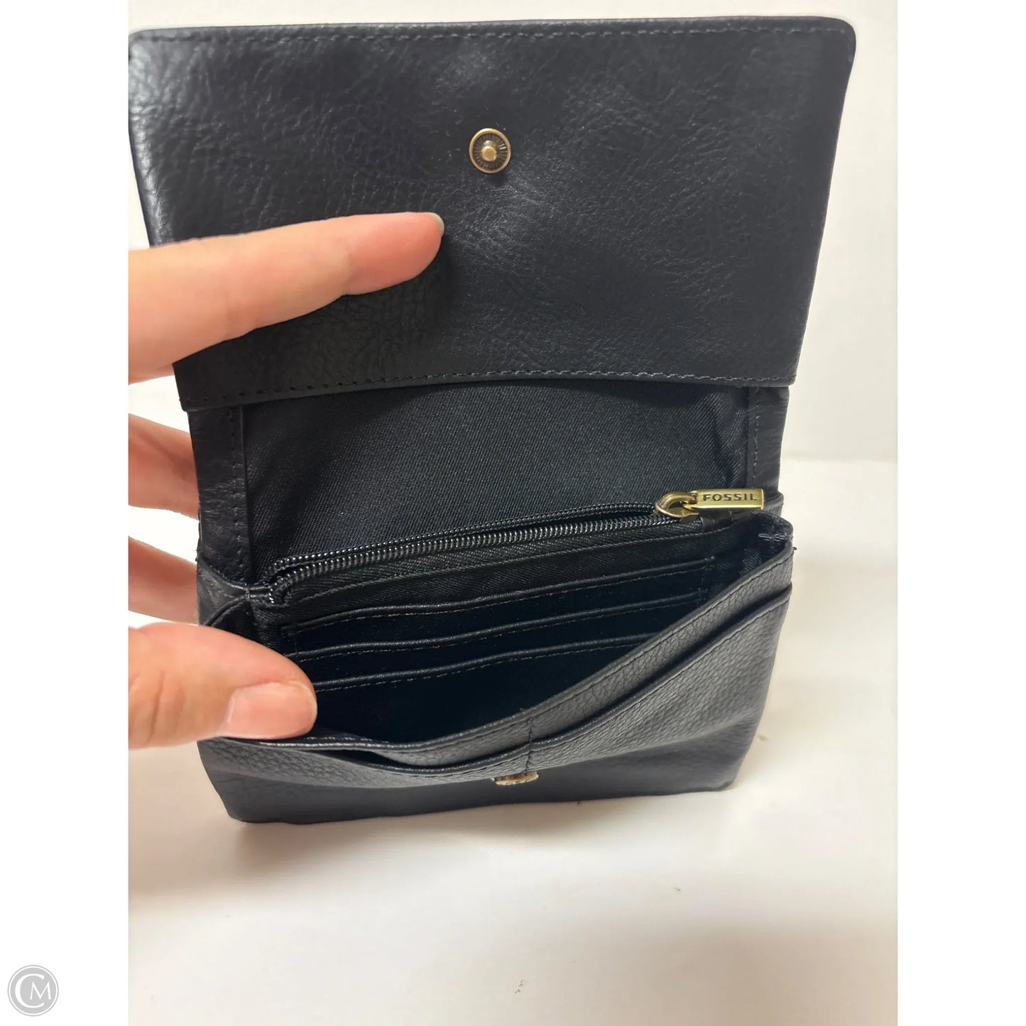 Wallet Leather By Fossil, Size: Medium