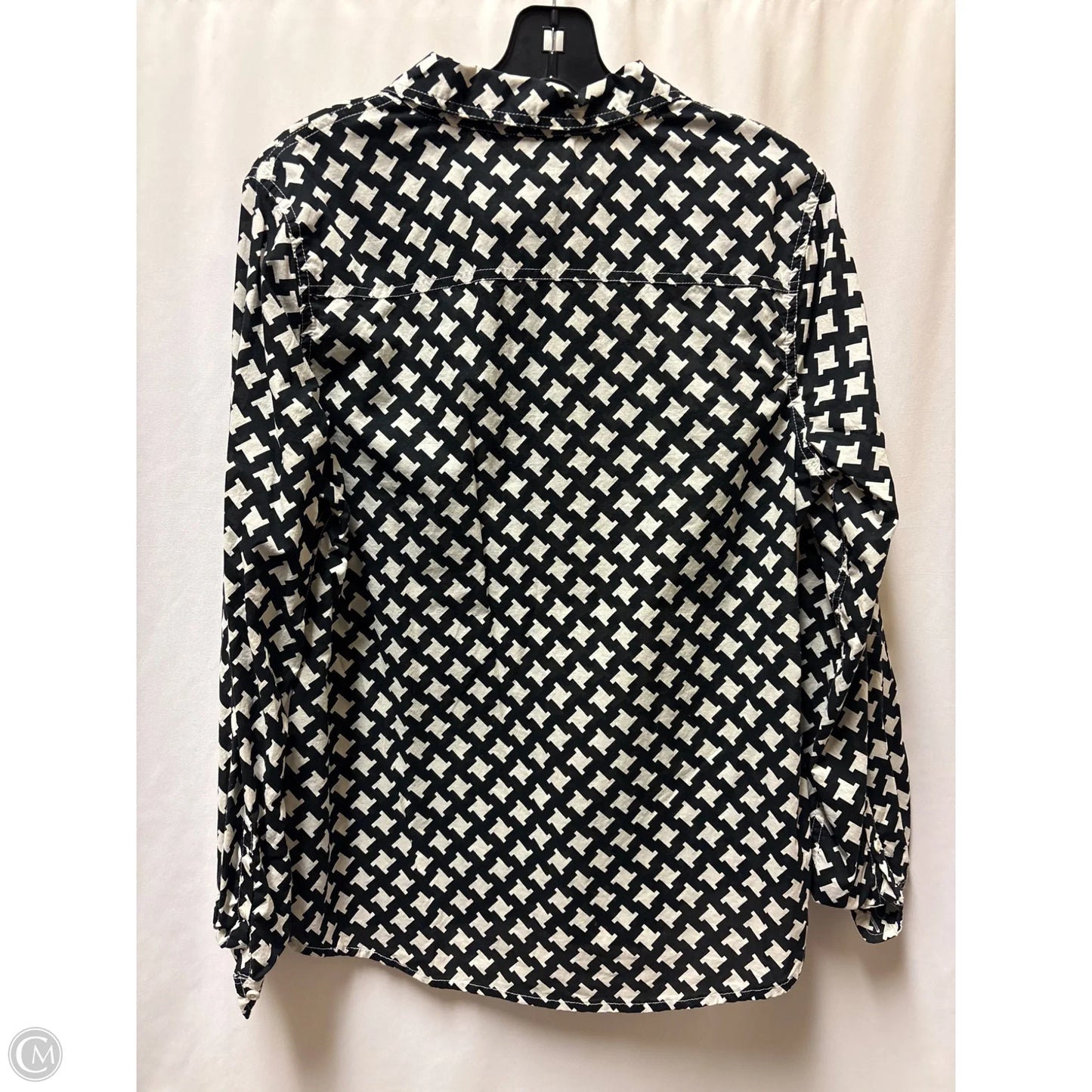 Top Long Sleeve By Merona In Black & White, Size: L