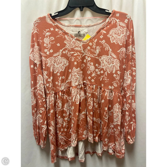 Top Long Sleeve By Cupio In Peach, Size: M