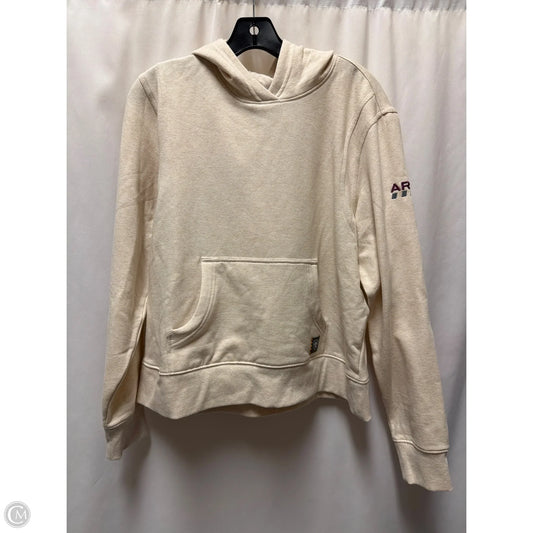 Sweatshirt Hoodie By Ariat In Tan, Size: L