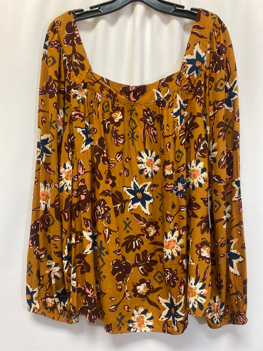 Brown Top Long Sleeve Sonoma, Size 1x