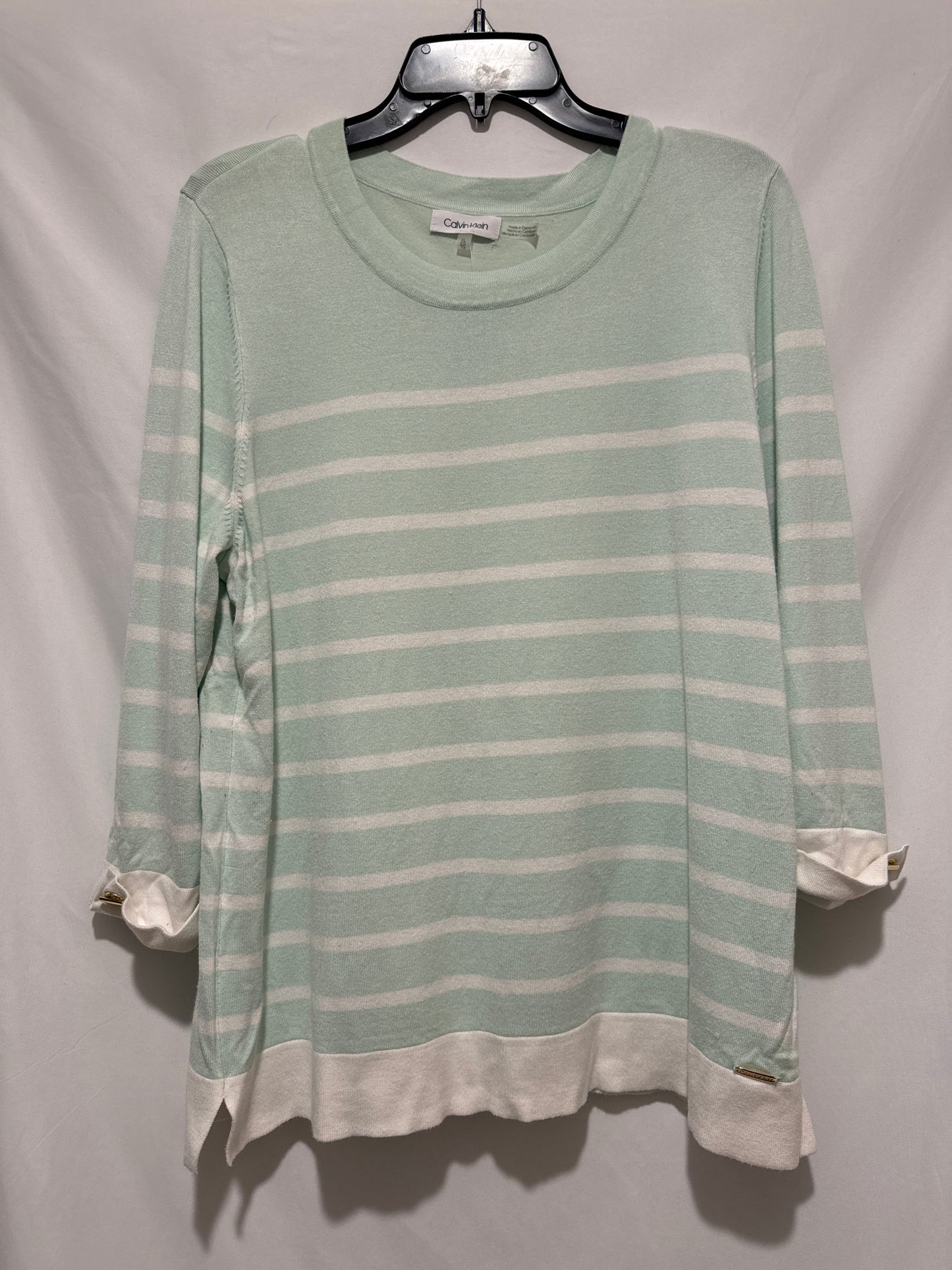 Top Long Sleeve By Calvin Klein In Green, Size: Xl