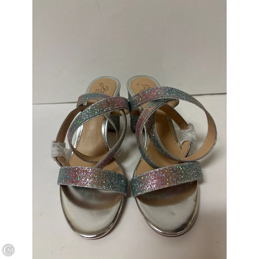 Shoes Heels Block By Badgley Mischka In Silver, Size: 6.5