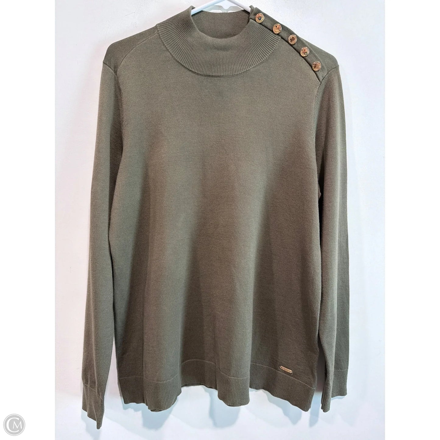 Top Long Sleeve By Calvin Klein In Green, Size: L