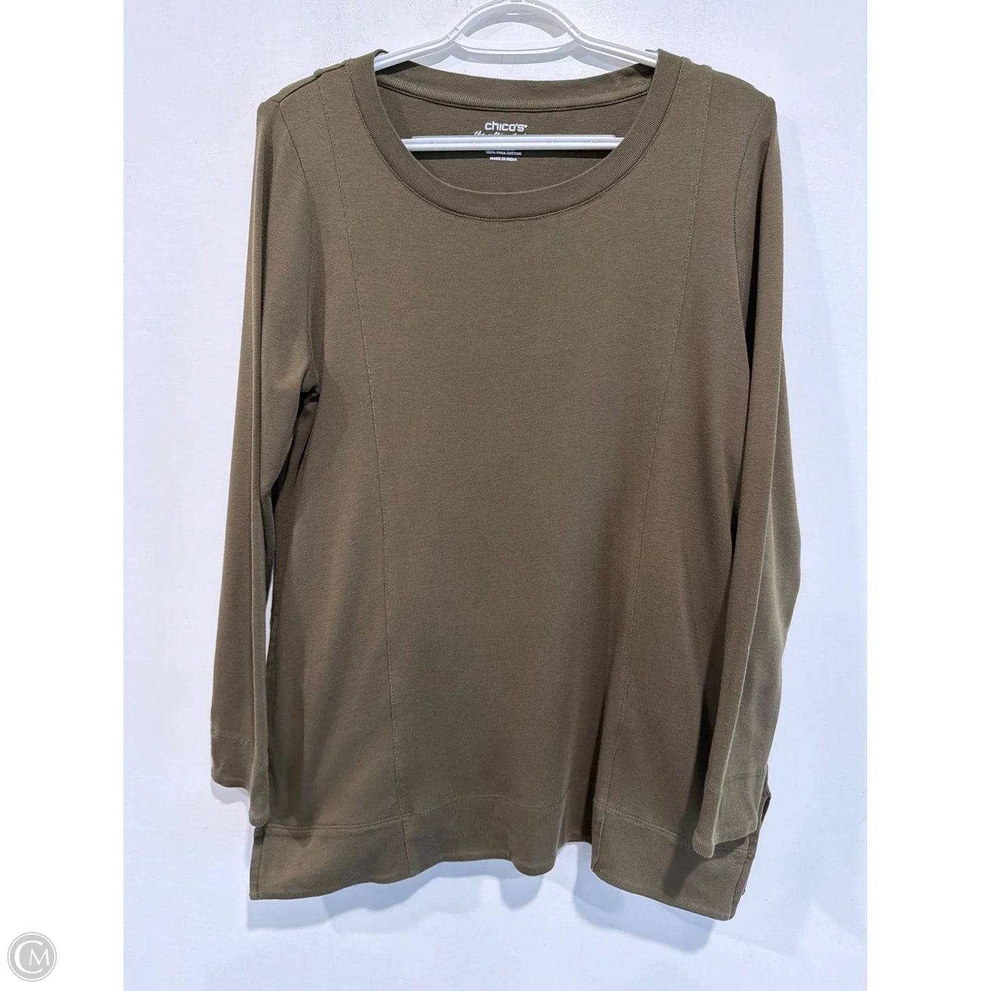 Top Long Sleeve By Chicos In Green, Size: M