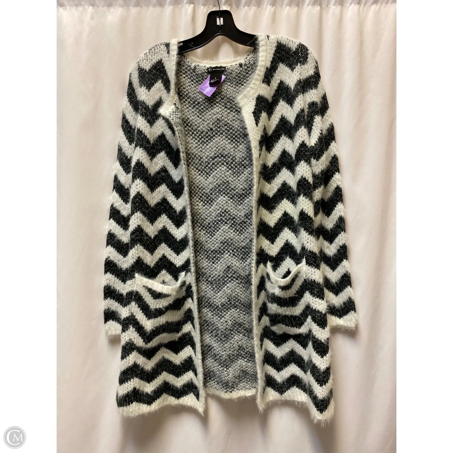 Sweater Cardigan By New Directions In Black & White, Size: S