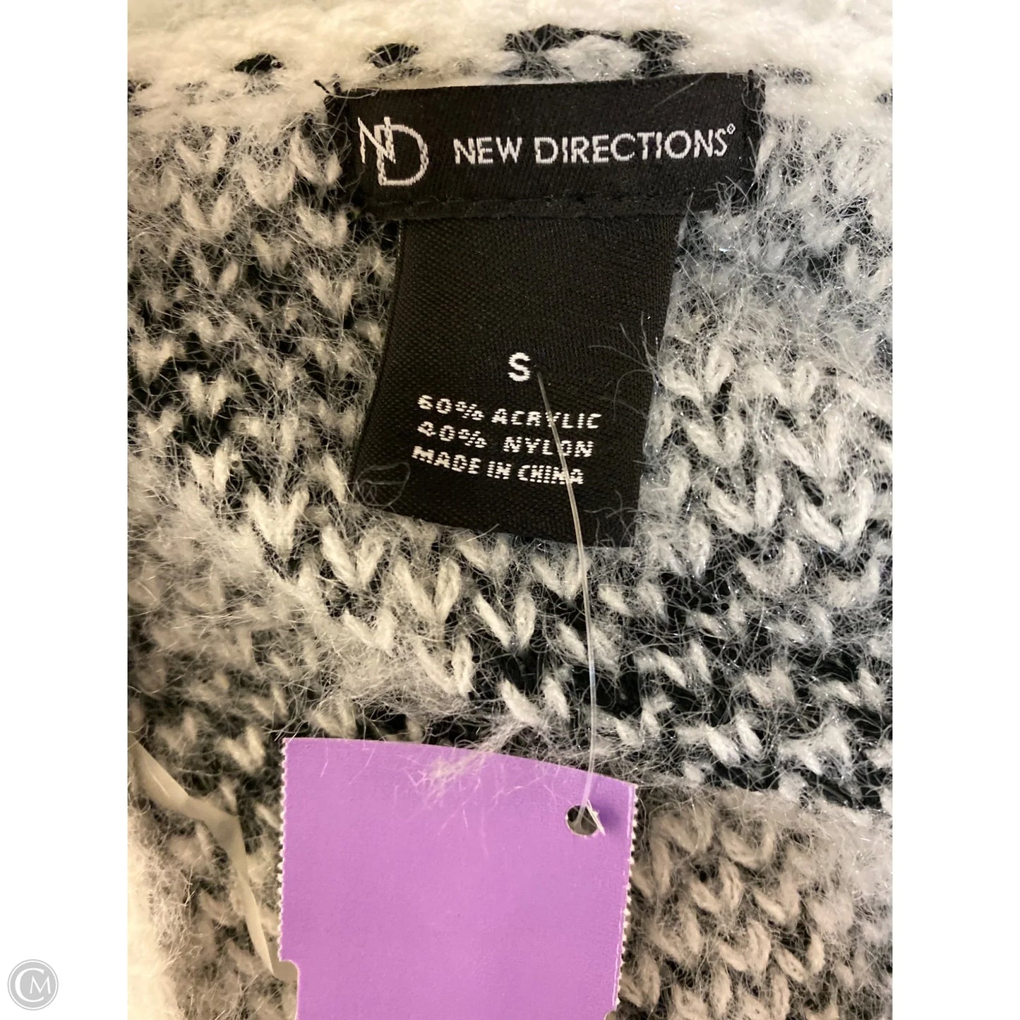 Sweater Cardigan By New Directions In Black & White, Size: S