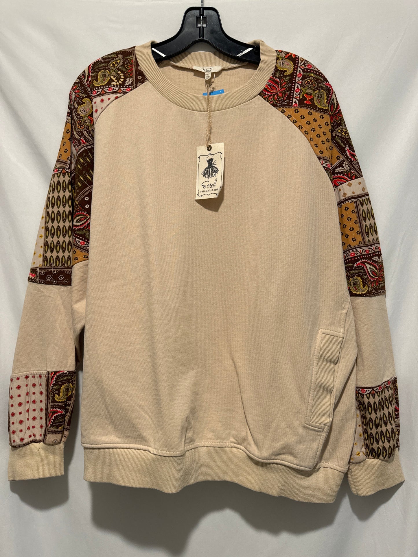 Top Long Sleeve By Easel In Beige, Size: L