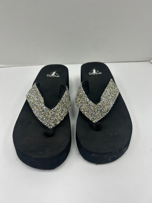 Sandals Flip Flops By Corkys In Black, Size: 9