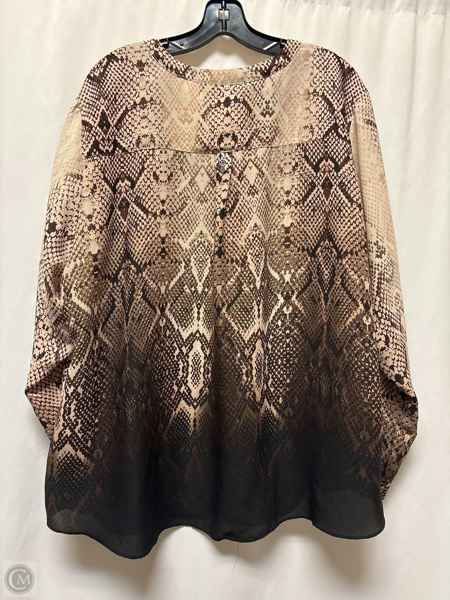 Top Long Sleeve By Zac And Rachel In Snakeskin Print, Size: 3x