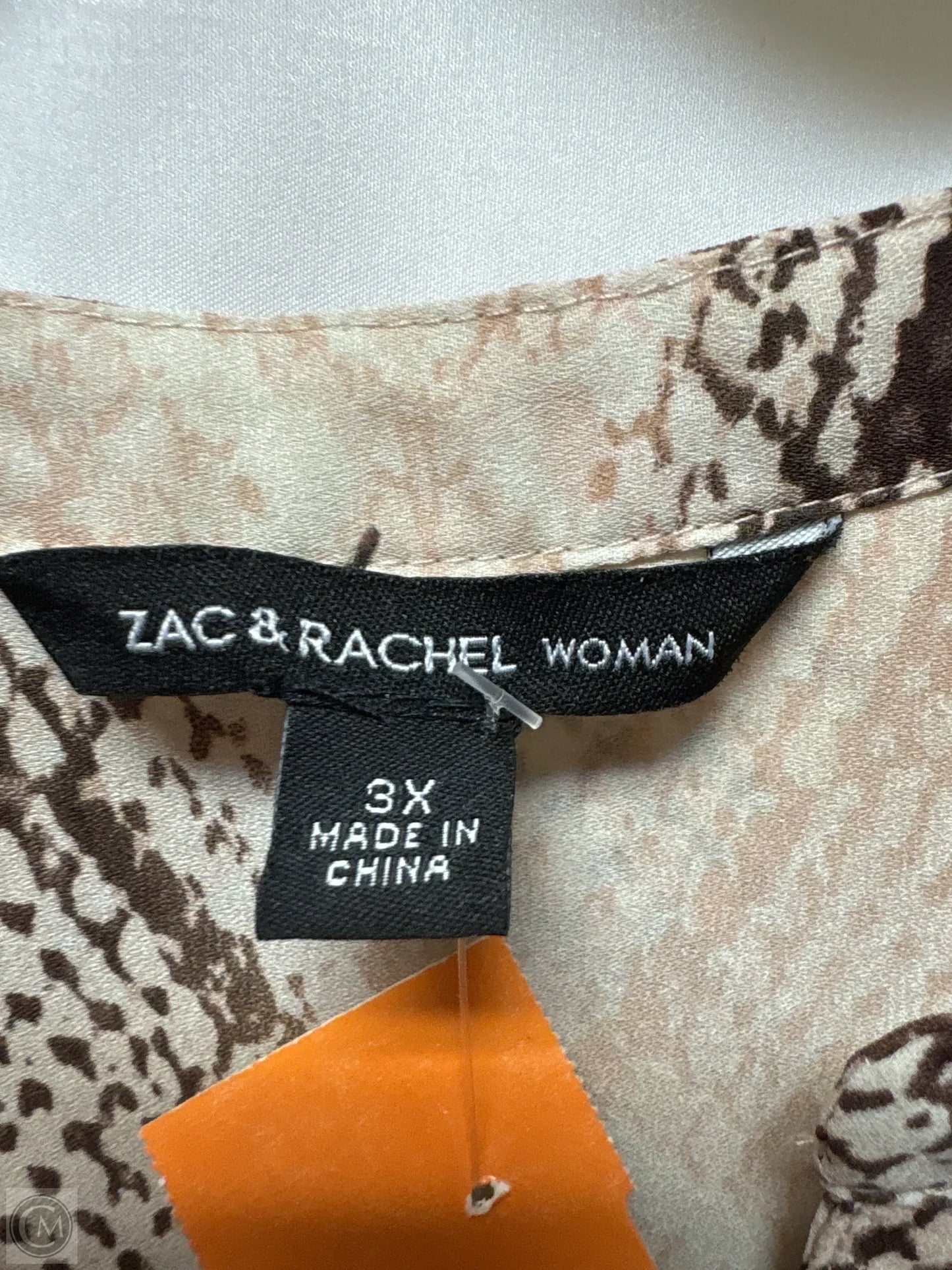 Top Long Sleeve By Zac And Rachel In Snakeskin Print, Size: 3x