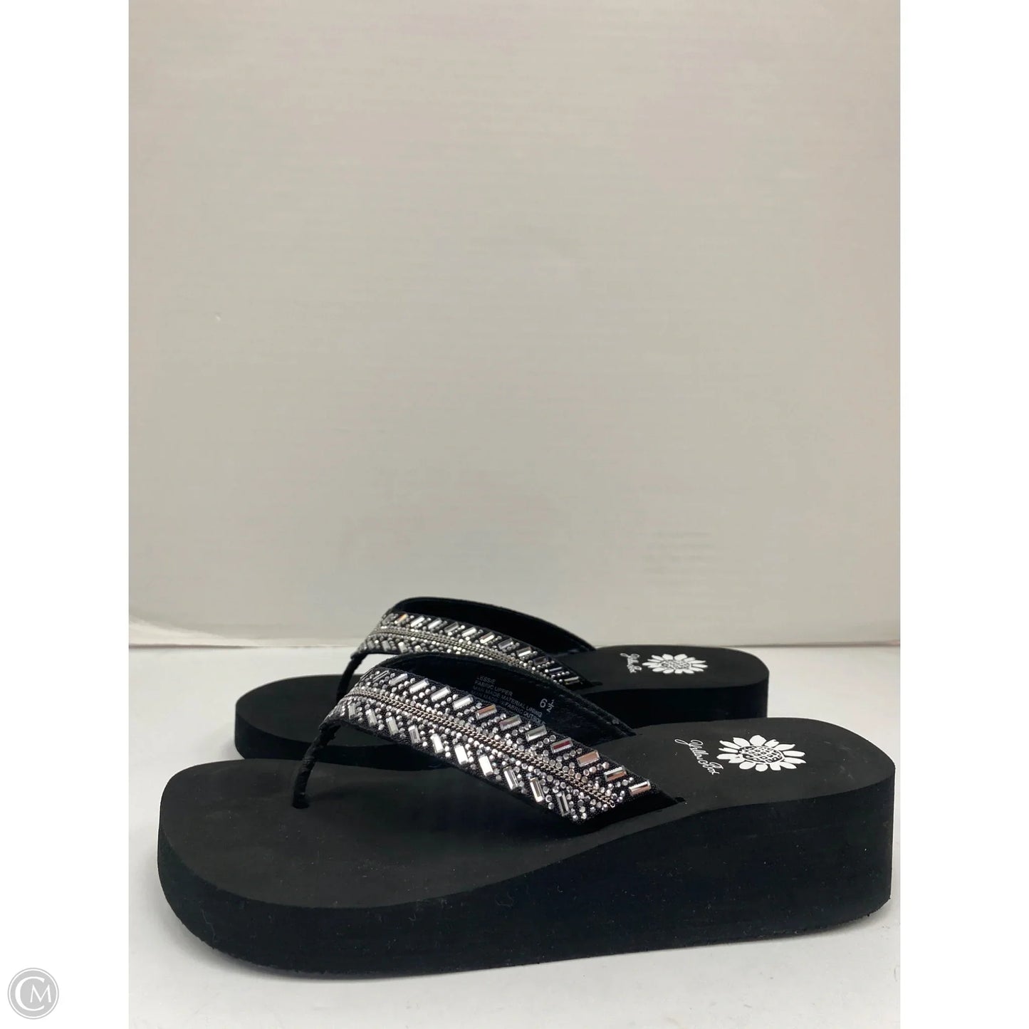 Sandals Flip Flops By Yellow Box In Black, Size: 6.5