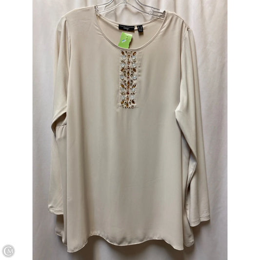 Top Long Sleeve By Susan Graver In Cream, Size: 1x