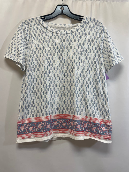 Blue & White Top Short Sleeve J. Crew, Size M