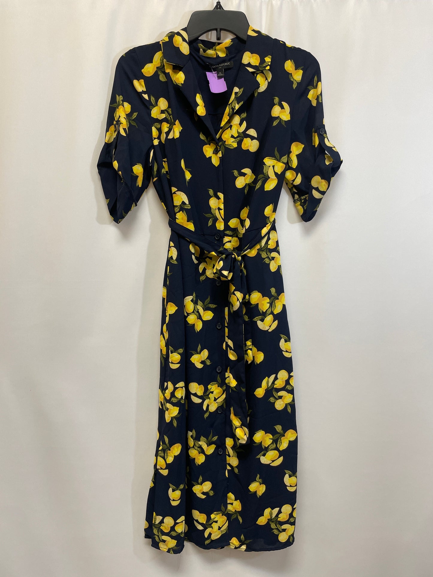 Blue & Yellow Dress Casual Midi Banana Republic, Size M