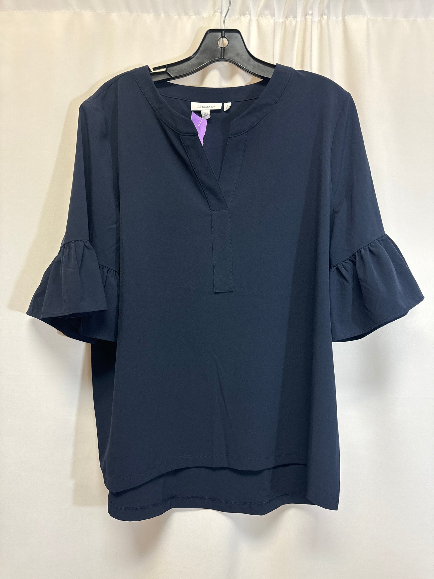 Navy Top Short Sleeve Chicos, Size L