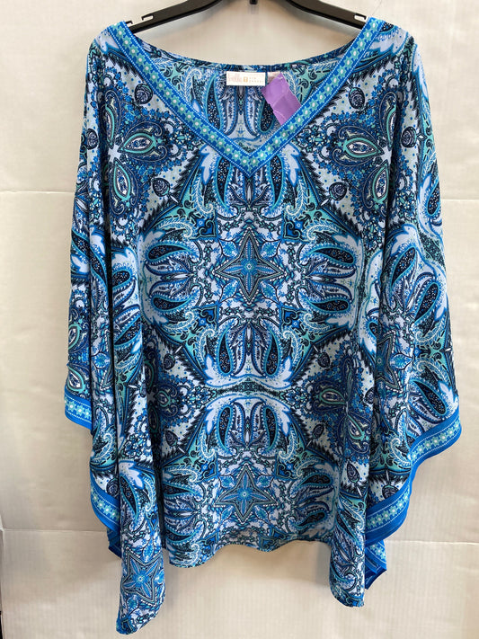 Blue Top 3/4 Sleeve Clothes Mentor, Size 3x