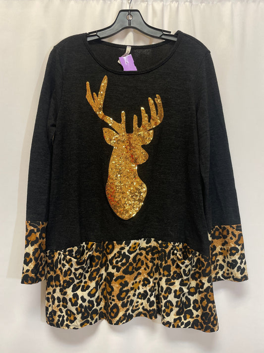 Animal Print Top Long Sleeve Cmf, Size M