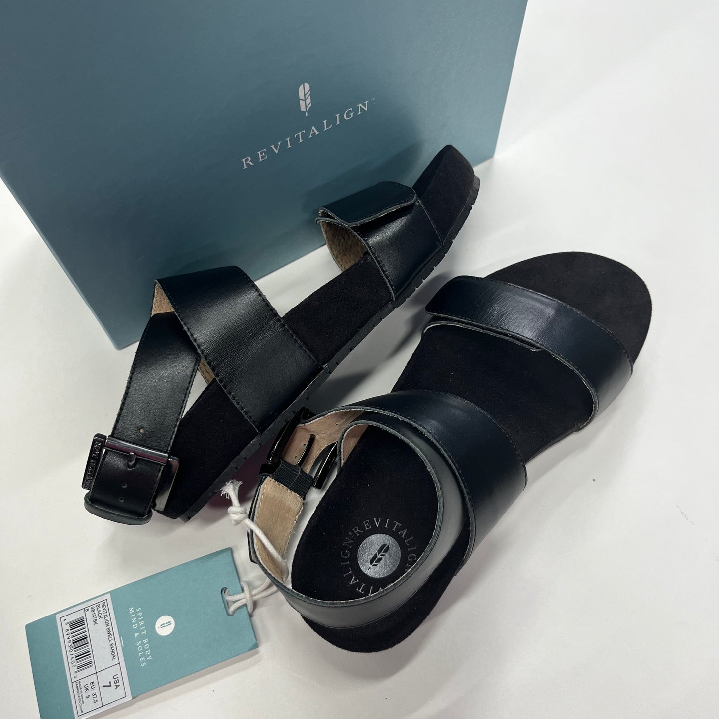 Black Sandals Heels Block Revitalign, Size 7