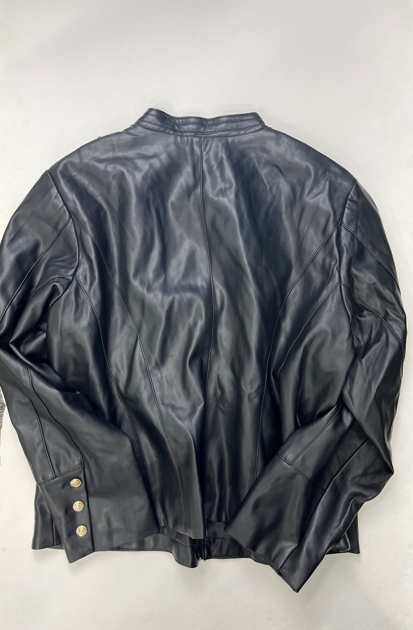 Black Jacket Moto Leather Calvin Klein, Size 1x