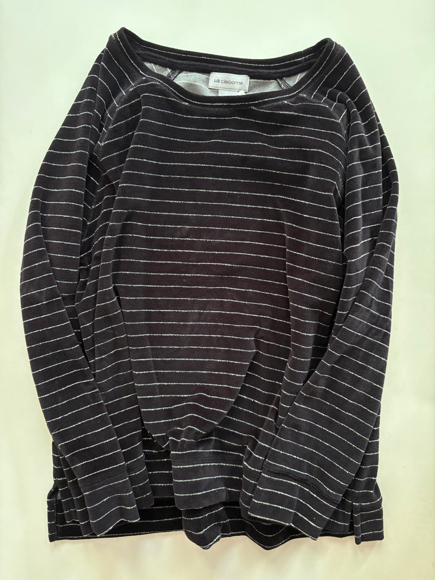 Top Long Sleeve By Liz Claiborne In Striped, Size: Xl