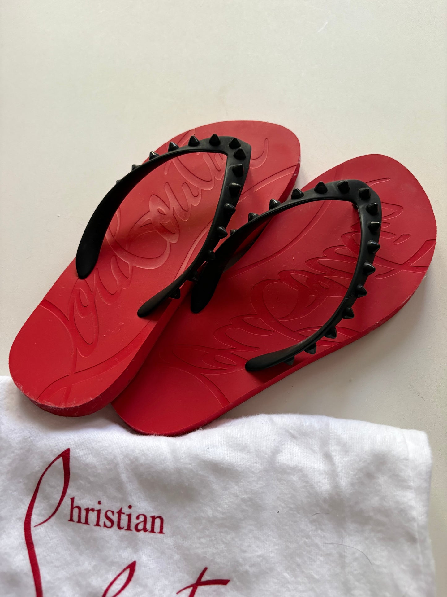 Sandals Flip Flops By Christian Louboutin In Red, Size: 6