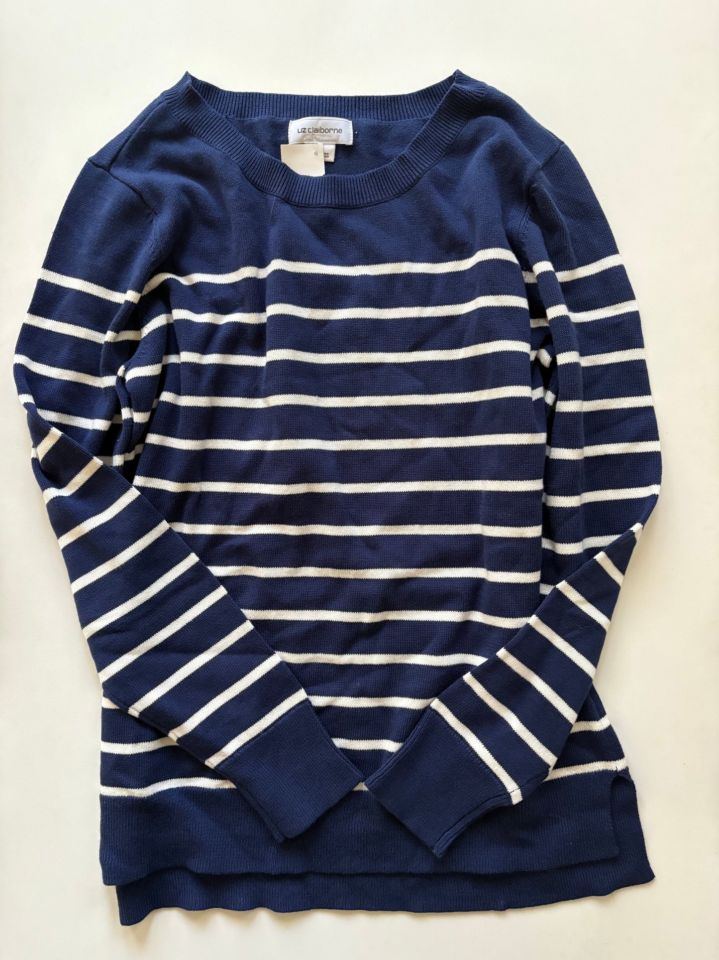 Sweater By Liz Claiborne In Striped Pattern, Size: L