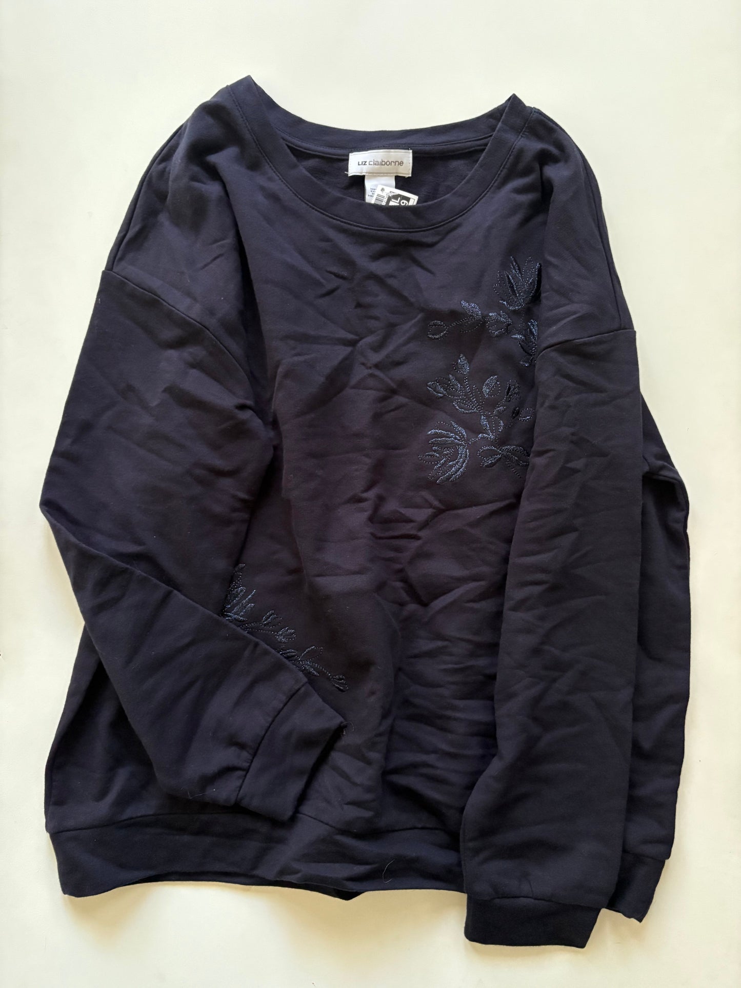 Sweatshirt Crewneck By Liz Claiborne In Blue, Size: L